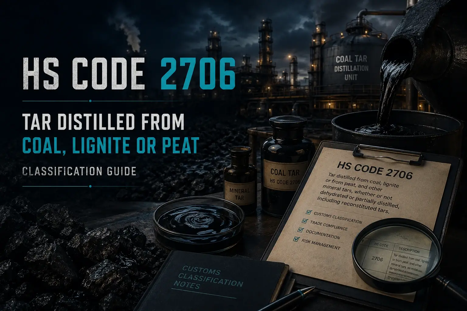 HS Code 2706 tar distilled from coal lignite or peat classification guide for Saudi Arabia UAE Qatar Oman Kuwait and Bahrain