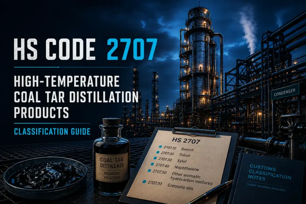 HS Code 2707 high-temperature coal tar distillation products classification guide for Saudi Arabia UAE Qatar Oman Kuwait and Bahrain