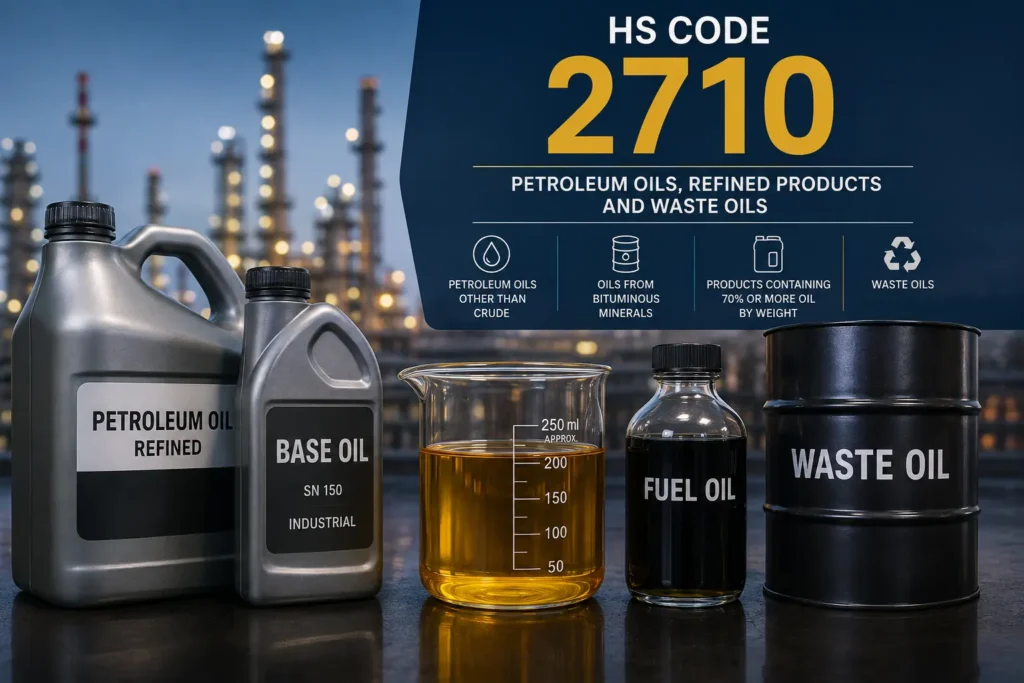 HS Code 2710 petroleum oils refined products and waste oils classification guide for Saudi Arabia UAE Qatar Oman Kuwait and Bahrain