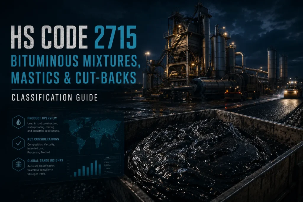 HS Code 2715 bituminous mixtures mastics and cut-backs classification guide for Saudi Arabia UAE Qatar Oman Kuwait and Bahrain